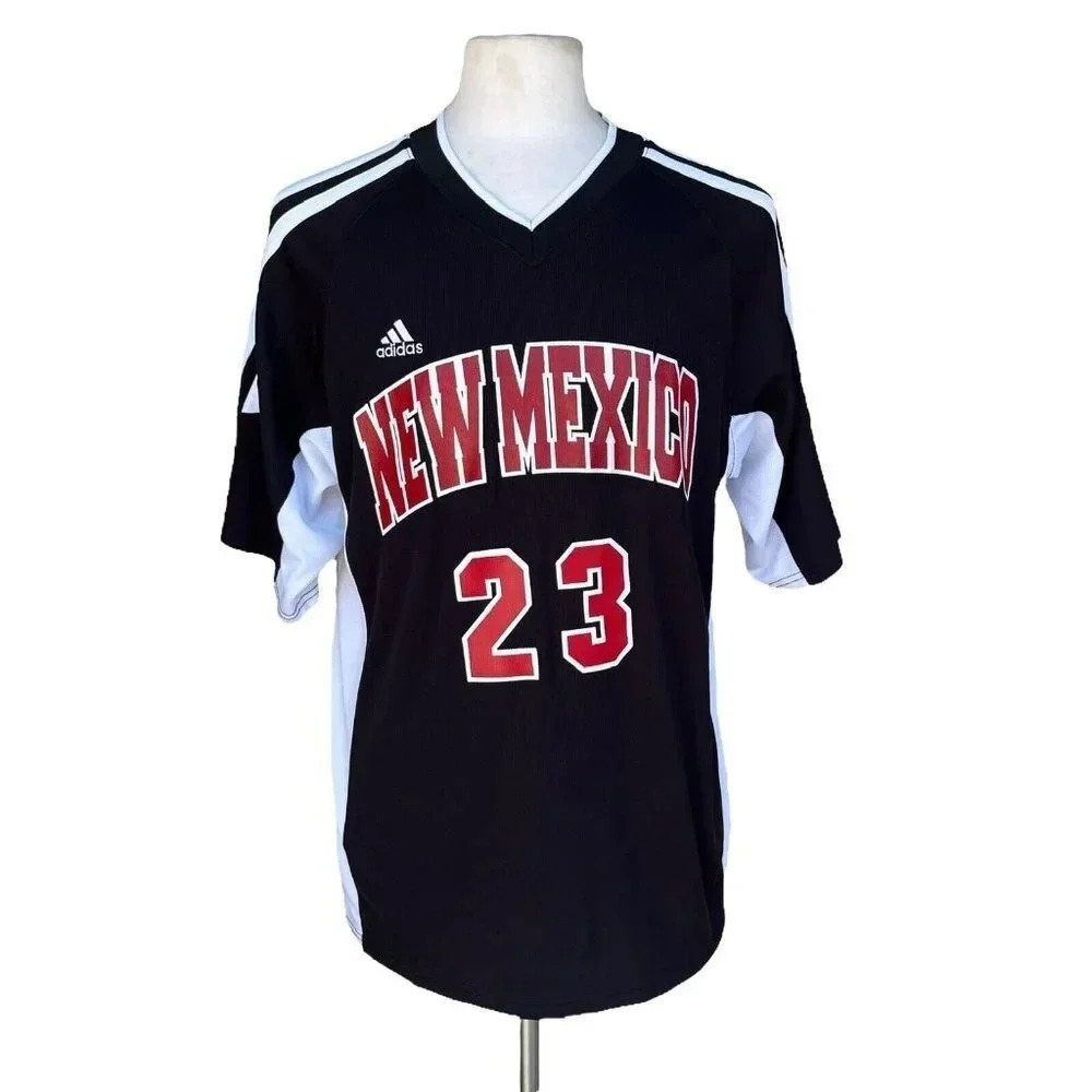 ADIDAS Men’s Size L Black 23 NEW MEXICO Color-block Short Sleeve V-neck Jersey